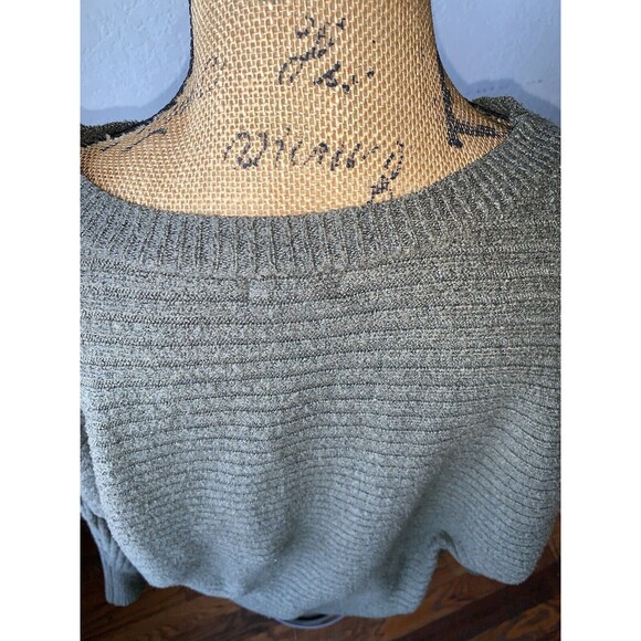 So Womens Knit Sweater Top Size MED Green Round Neck Long Dolman Sleeves - Picture 3 of 10